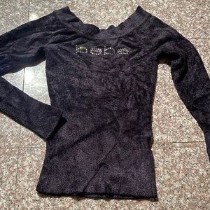 Black Bebe sweater crystal logo
